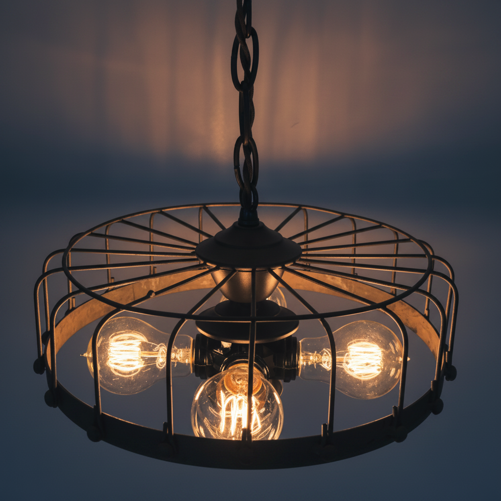 Rustic Industrial Cage Chandelier Light