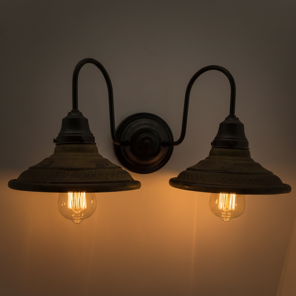 Rustic Industrial Farmhouse Wall Double Light Fixture