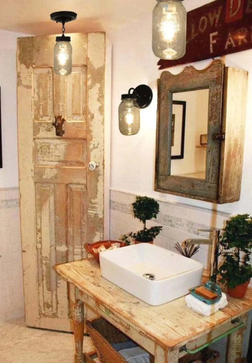Farmhouse Mason Jar Ceiling Light