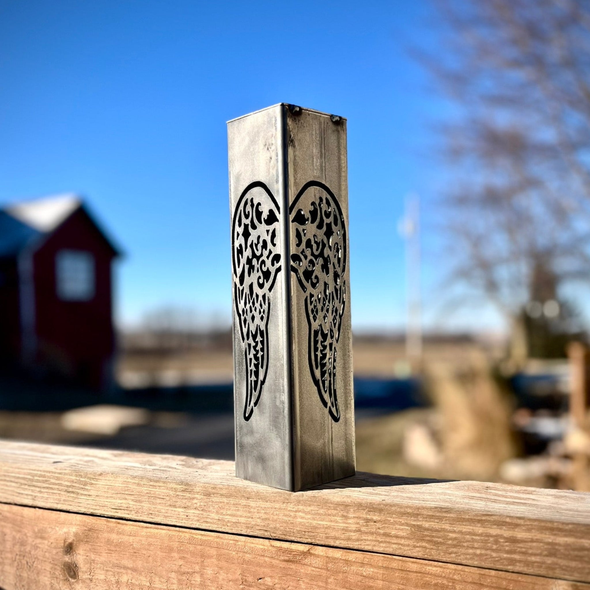 Angel Wing Steel Solar Luminary Pillar