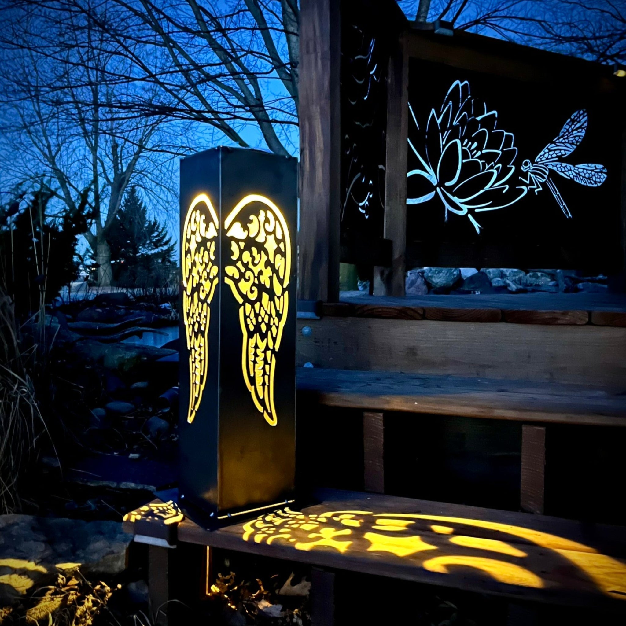 Angel Wing Steel Solar Luminary Pillar