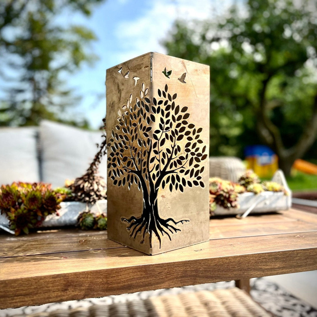 Basswood Tree Steel Luminary Pillar