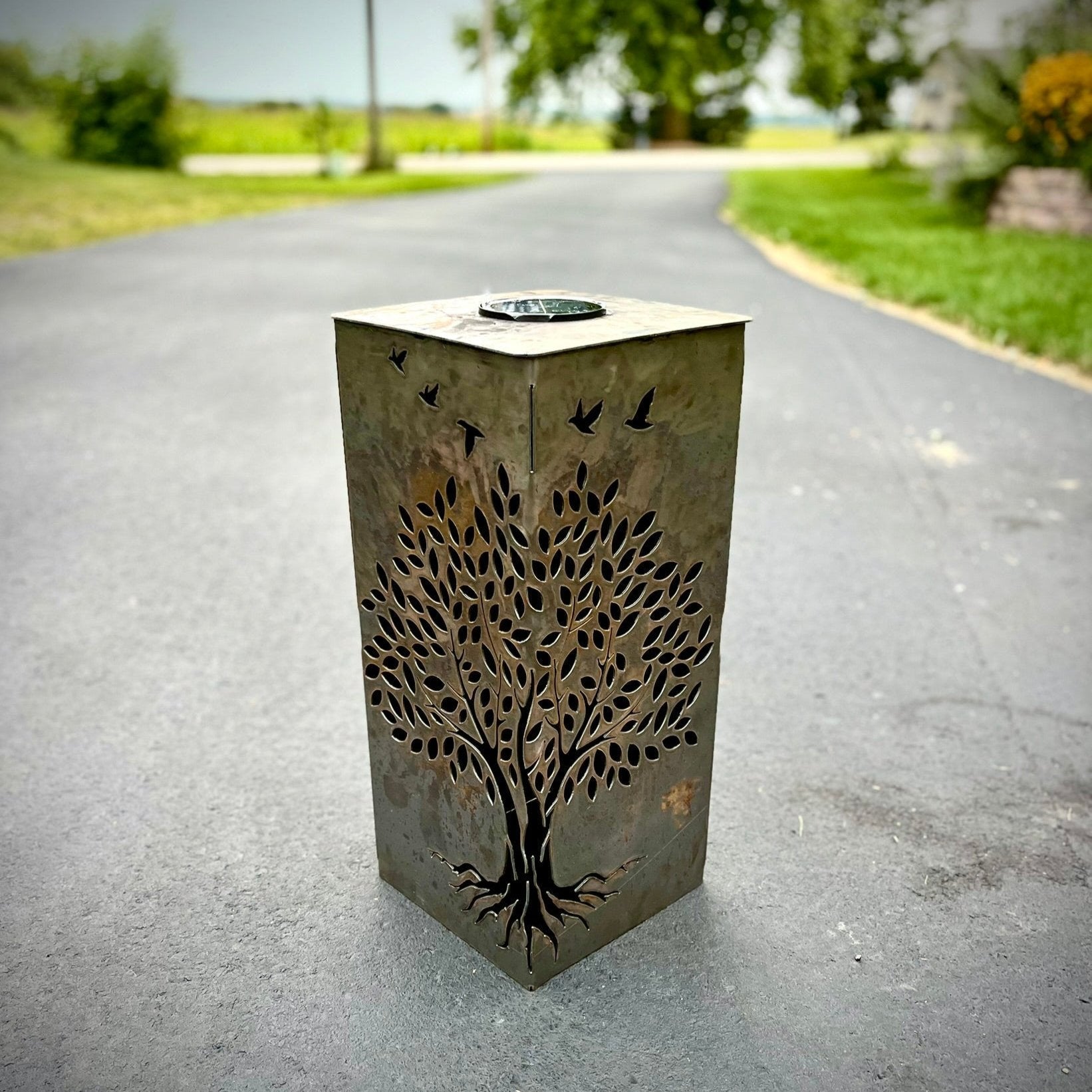 Basswood Tree Steel Luminary Pillar