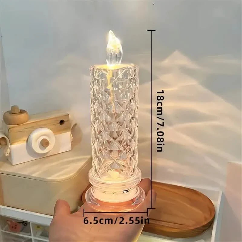 Battery LED Rose Refraction Candle Lamp