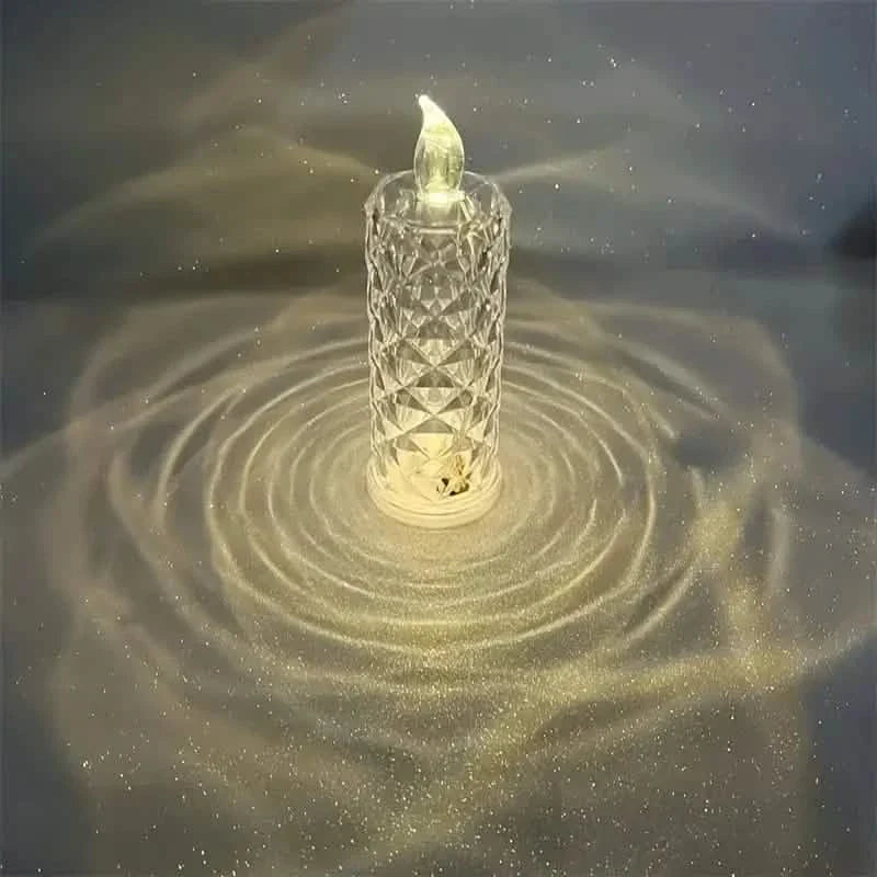 Battery LED Rose Refraction Candle Lamp