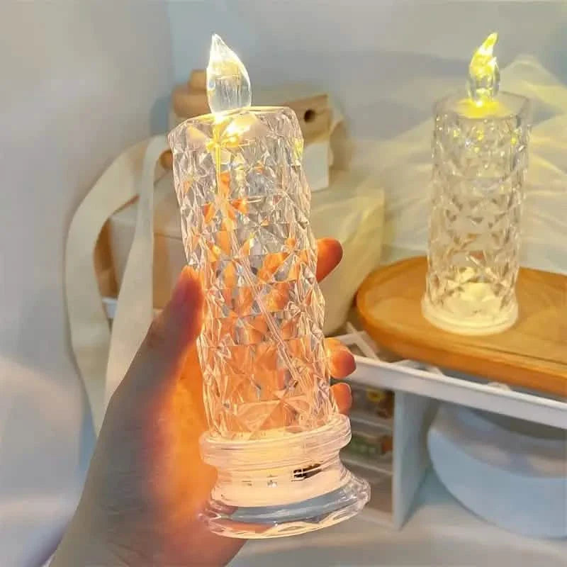 Battery LED Rose Refraction Candle Lamp