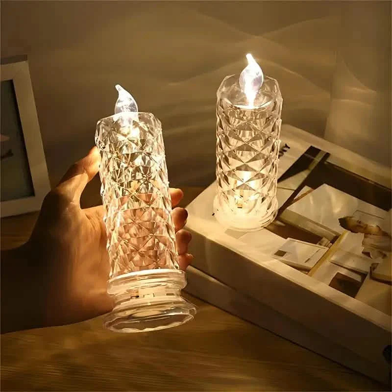 Battery LED Rose Refraction Candle Lamp