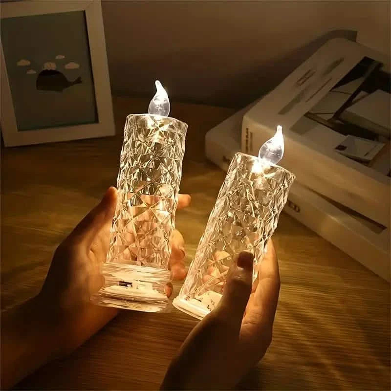 Battery LED Rose Refraction Candle Lamp