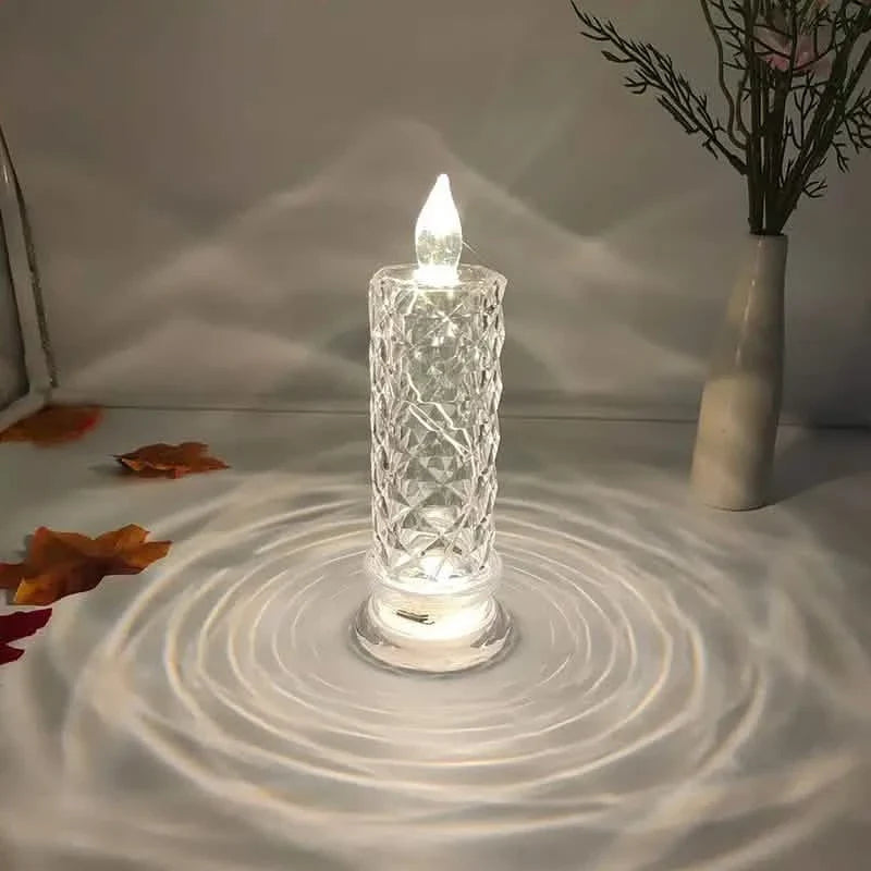 Battery LED Rose Refraction Candle Lamp