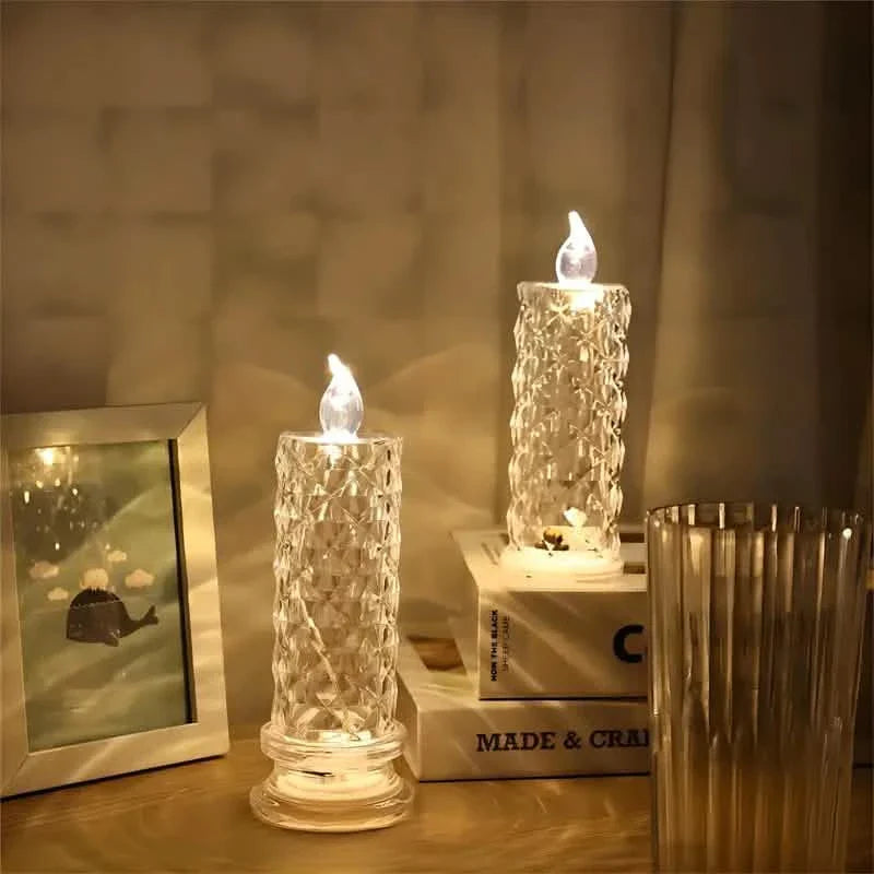 Battery LED Rose Refraction Candle Lamp
