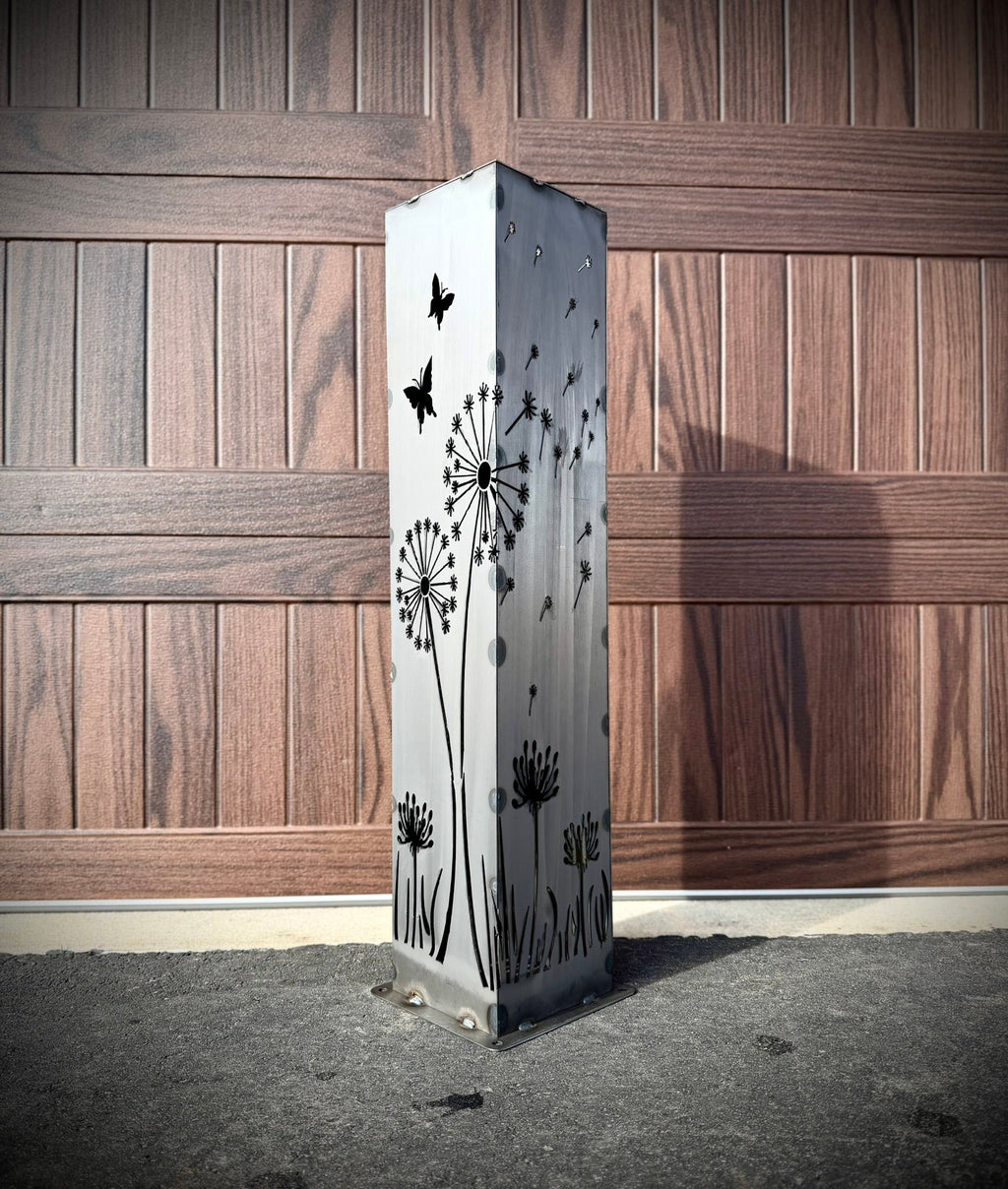 Blowing Dandelions Steel Luminary Pillar Solar Light