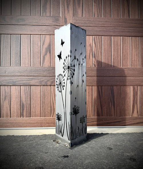 Blowing Dandelions Steel Luminary Pillar Solar Light