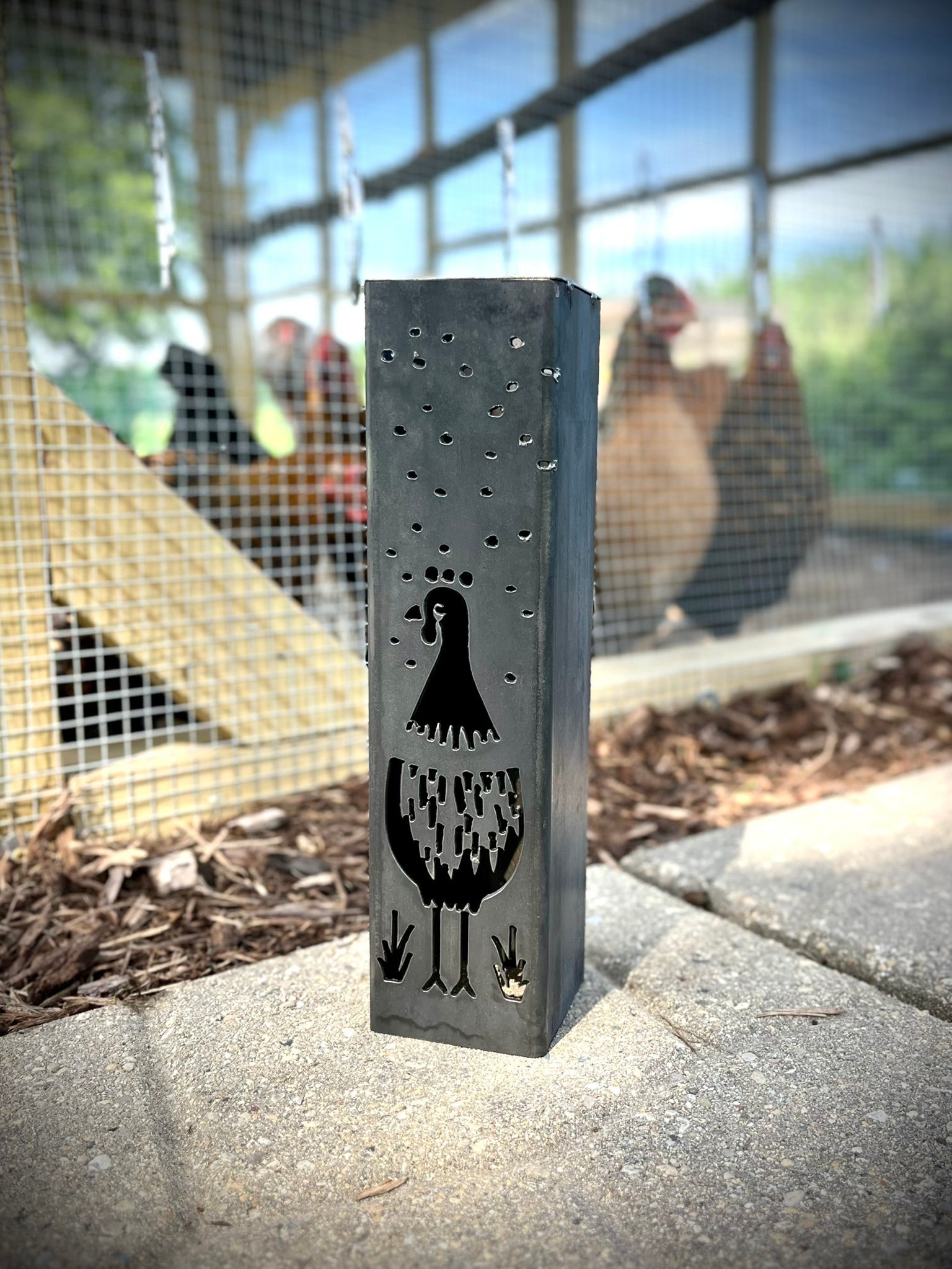 Chicken Coop Trio Solar Luminary Pillars