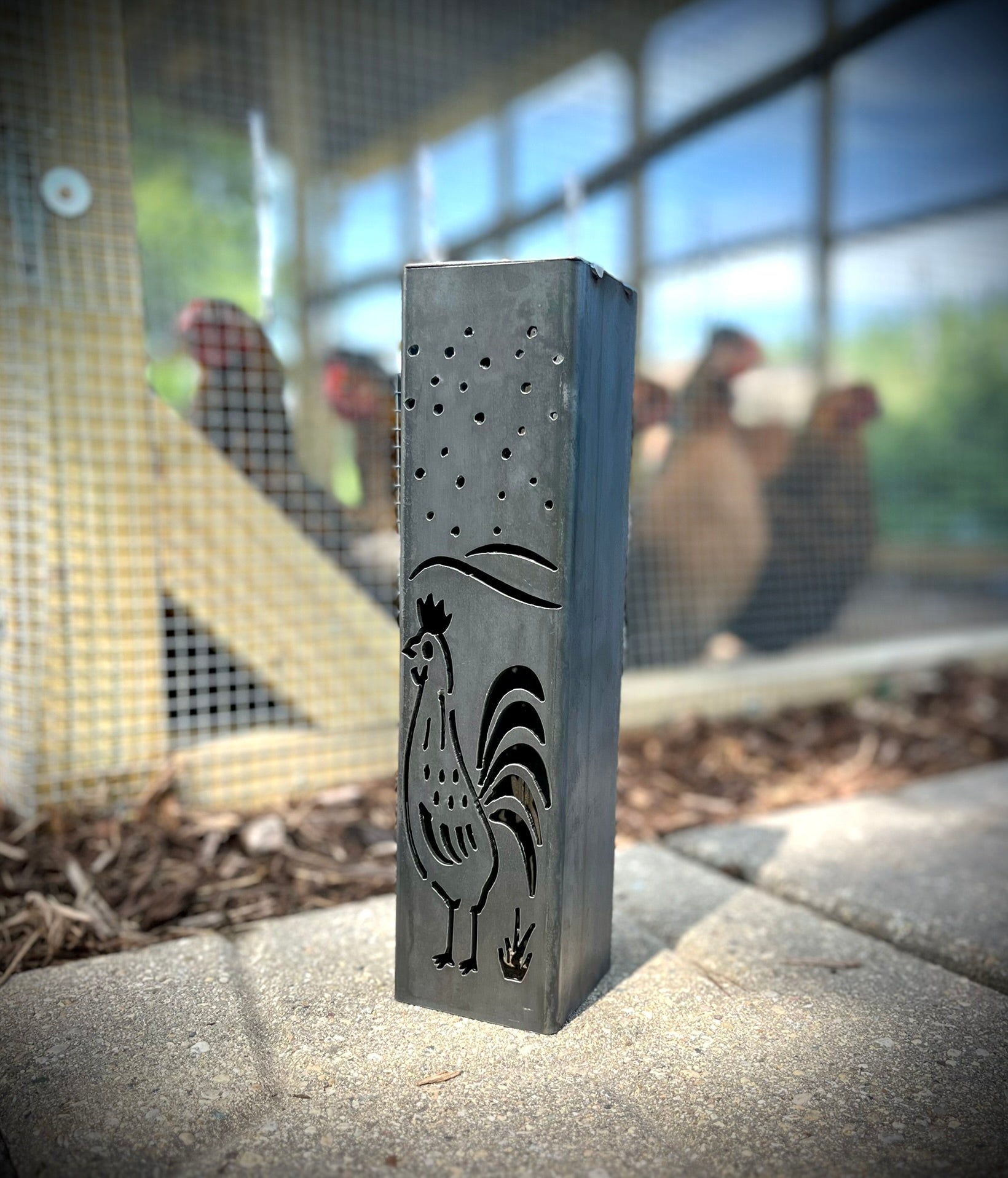 Chicken Coop Trio Solar Luminary Pillars