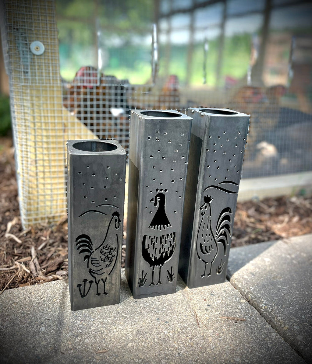 Chicken Coop Trio Solar Luminary Pillars