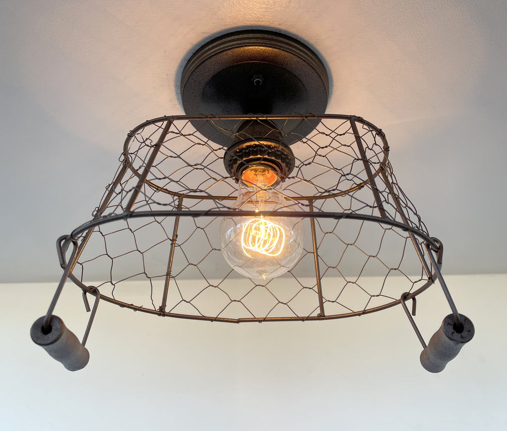 Farmhouse Chicken Wire Ceiling Fixture