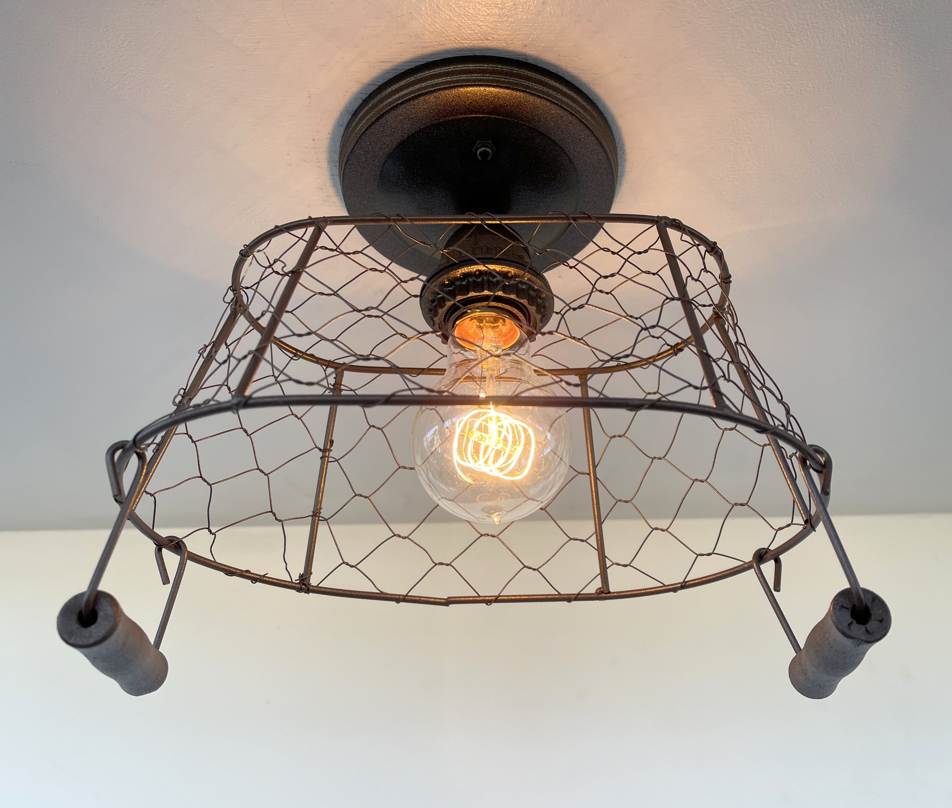 Farmhouse Chicken Wire Ceiling Fixture