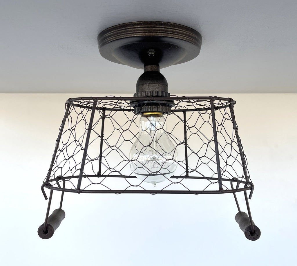 Farmhouse Chicken Wire Ceiling Fixture