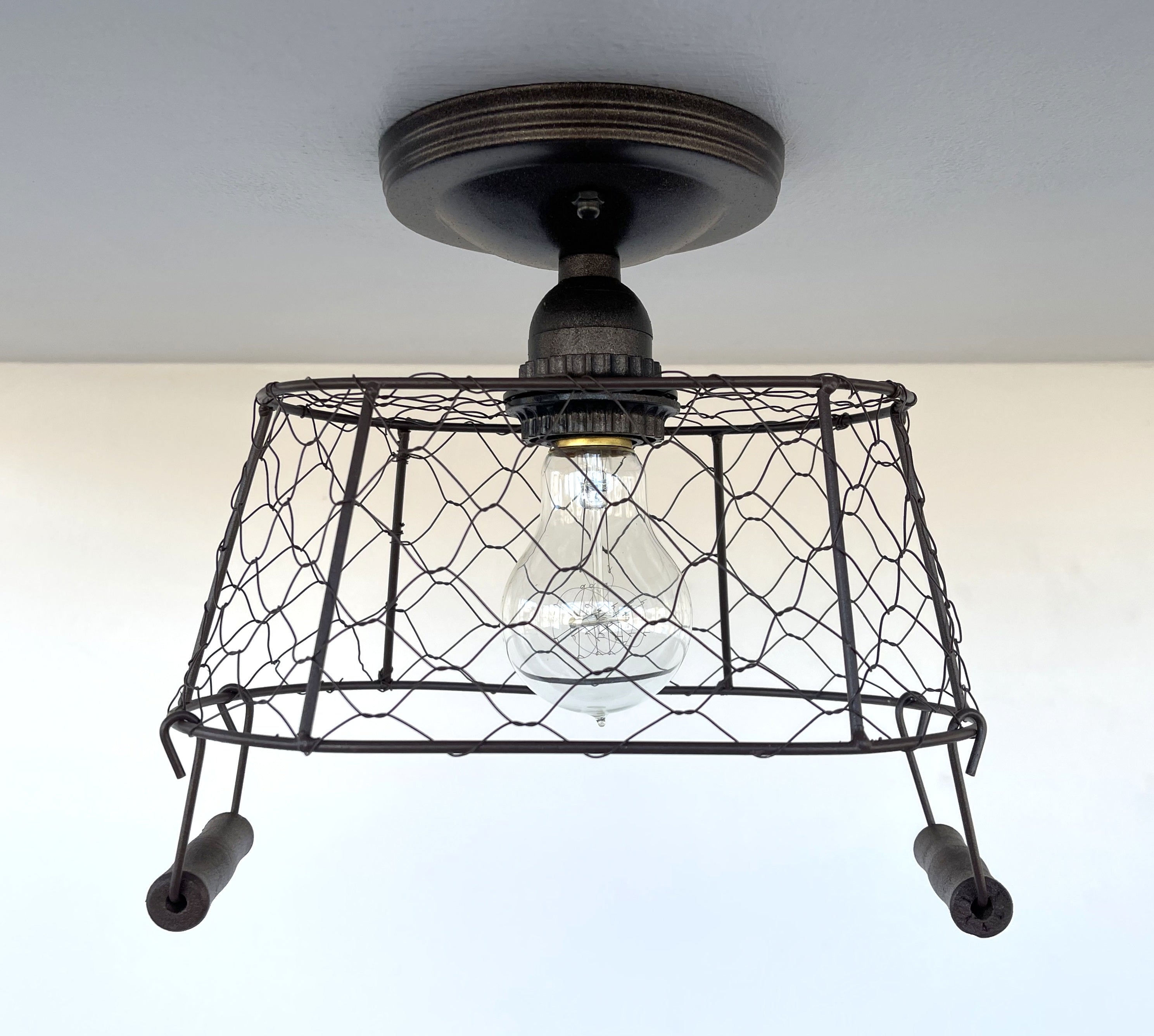 Farmhouse Chicken Wire Ceiling Fixture