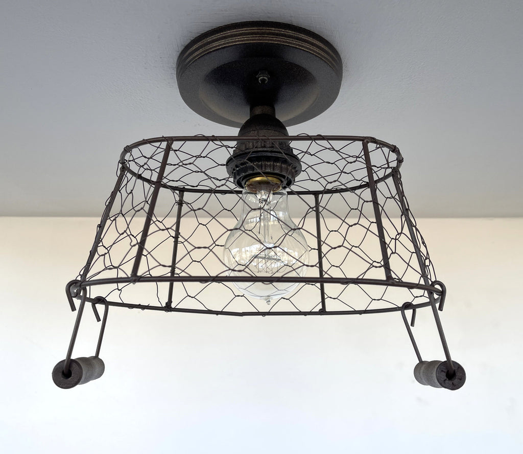 Farmhouse Chicken Wire Ceiling Fixture