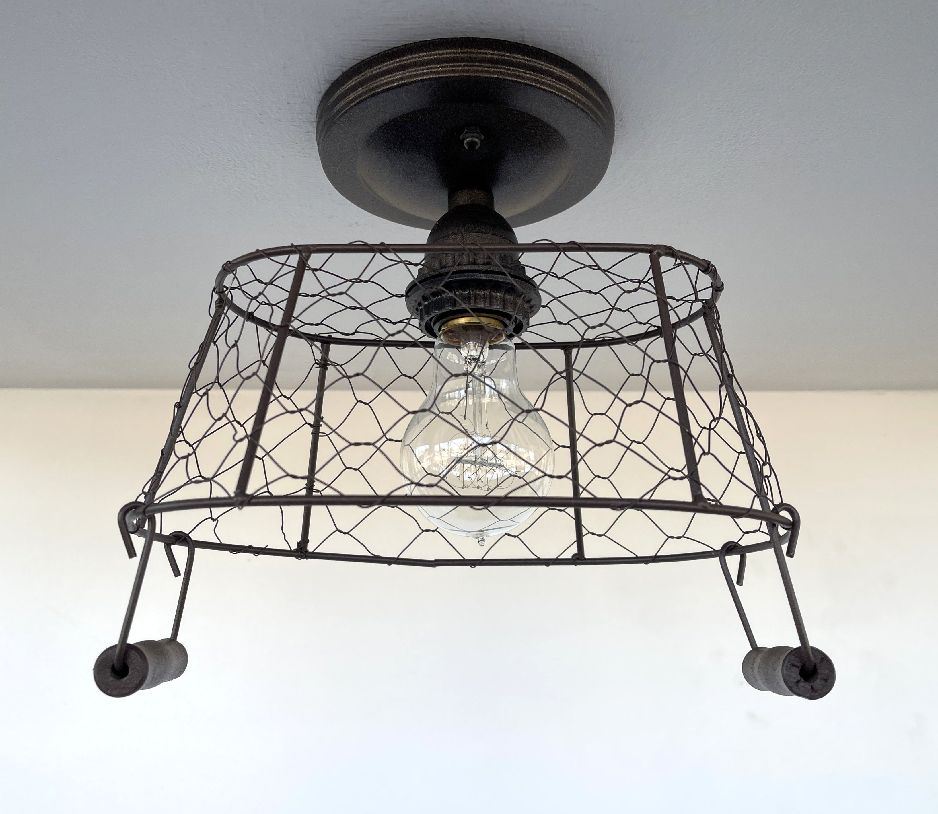 Farmhouse Chicken Wire Ceiling Fixture