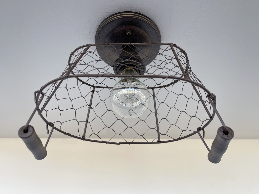 Farmhouse Chicken Wire Ceiling Fixture