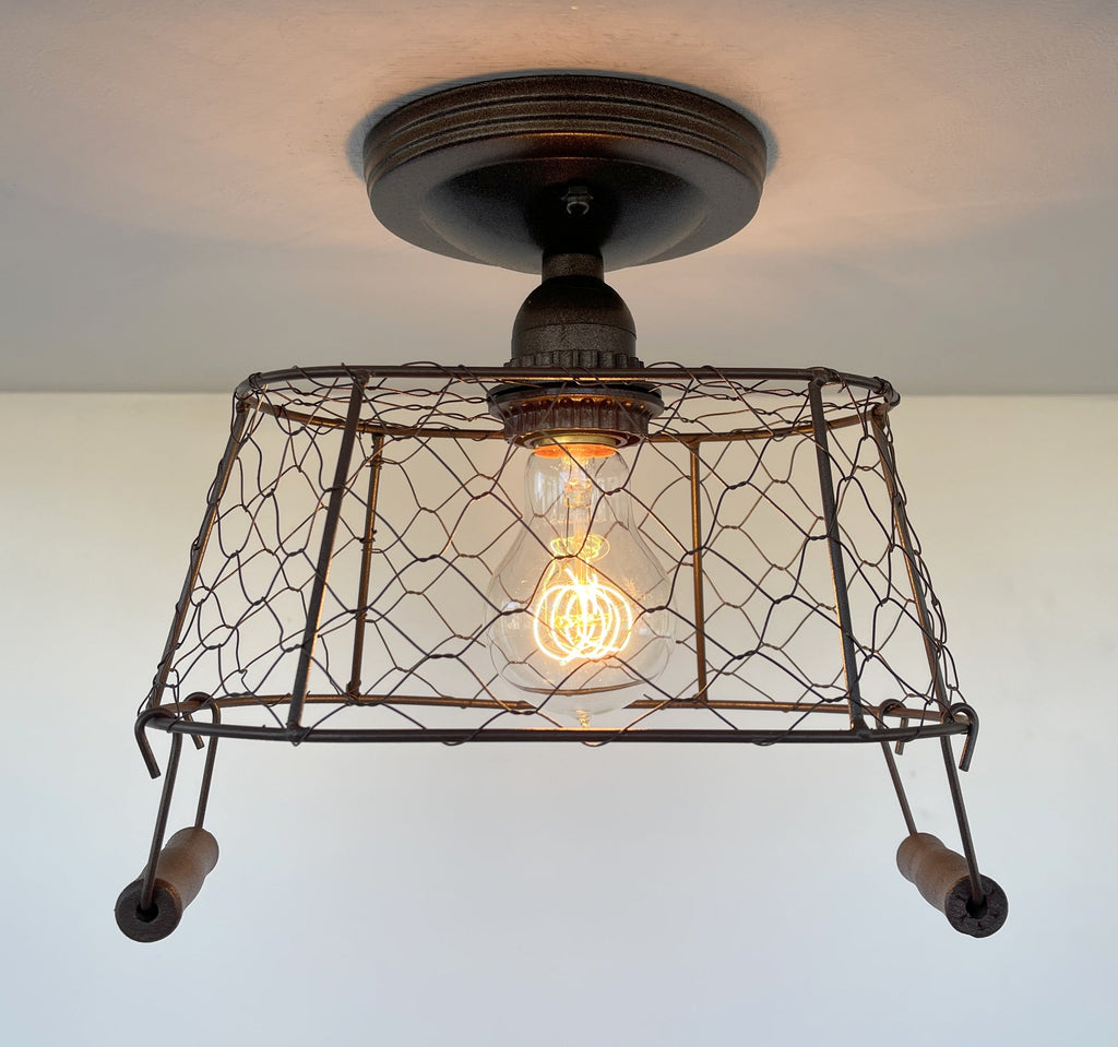 Farmhouse Chicken Wire Ceiling Fixture