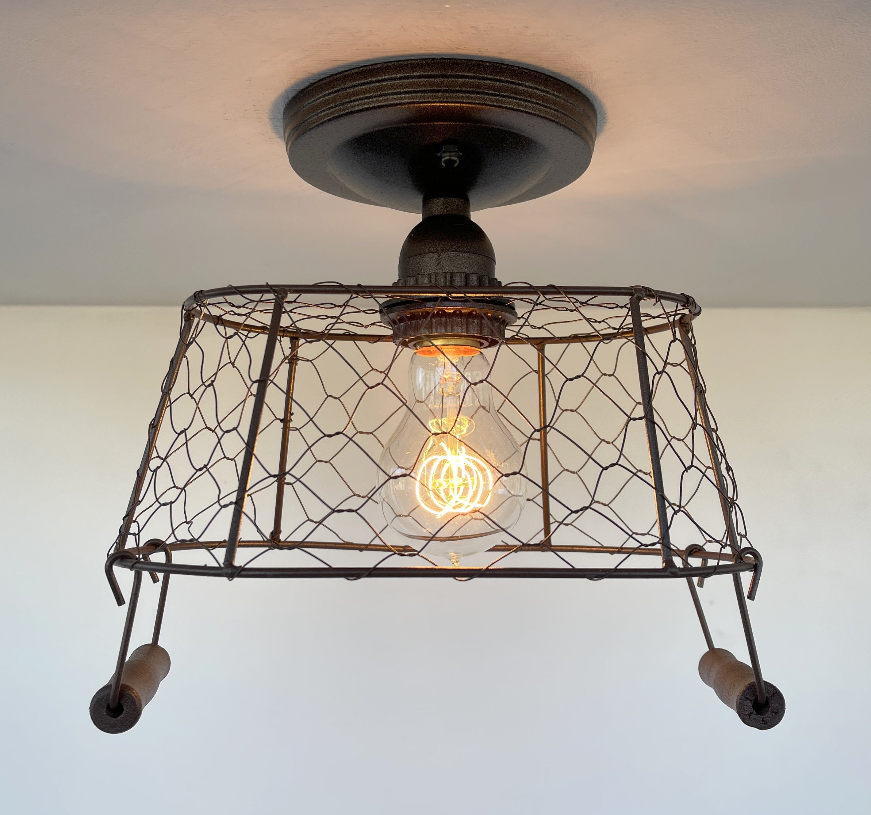 Farmhouse Chicken Wire Ceiling Fixture