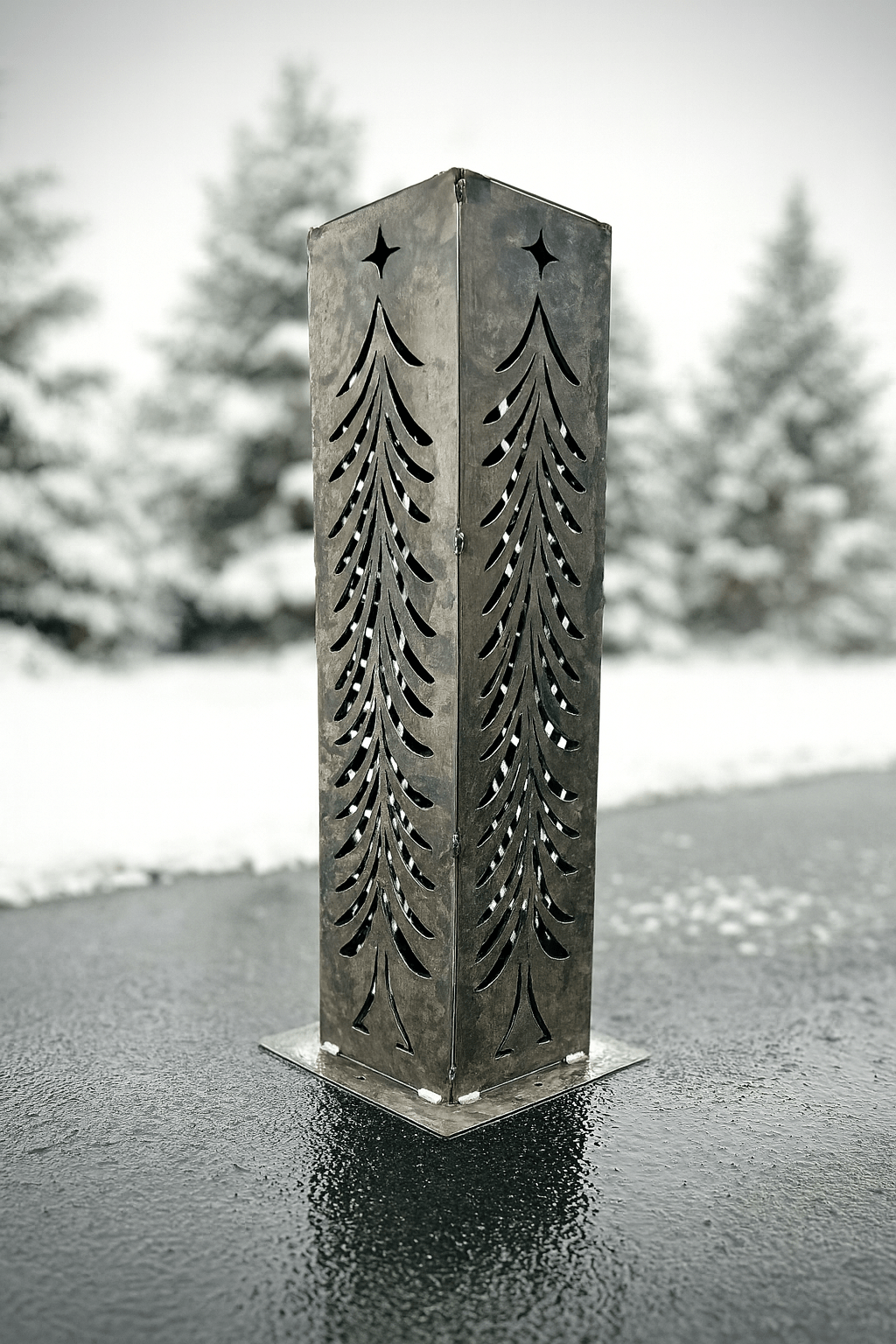 Christmas Tree Solar Luminary Steel