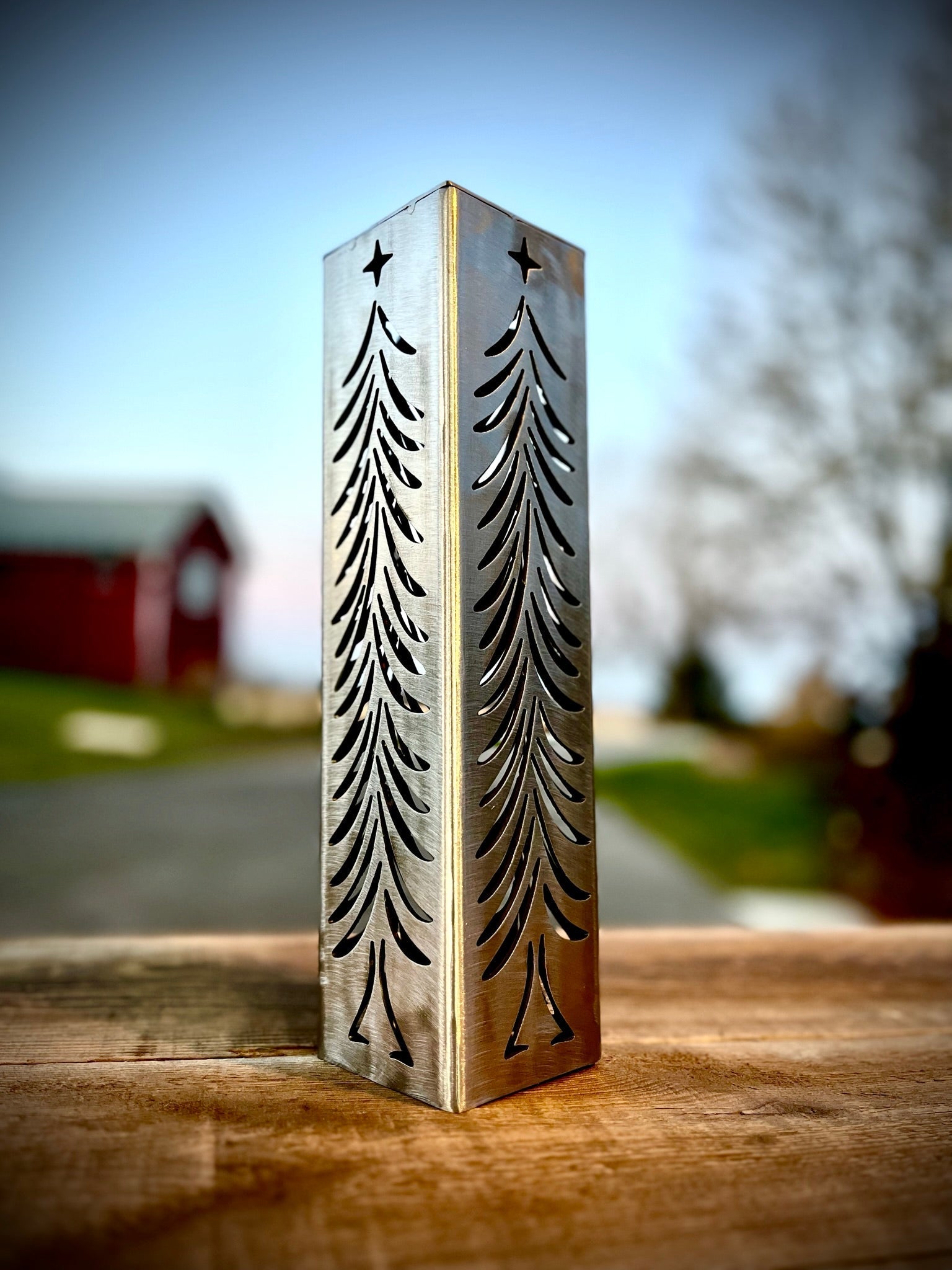 Christmas Tree Solar Luminary Steel