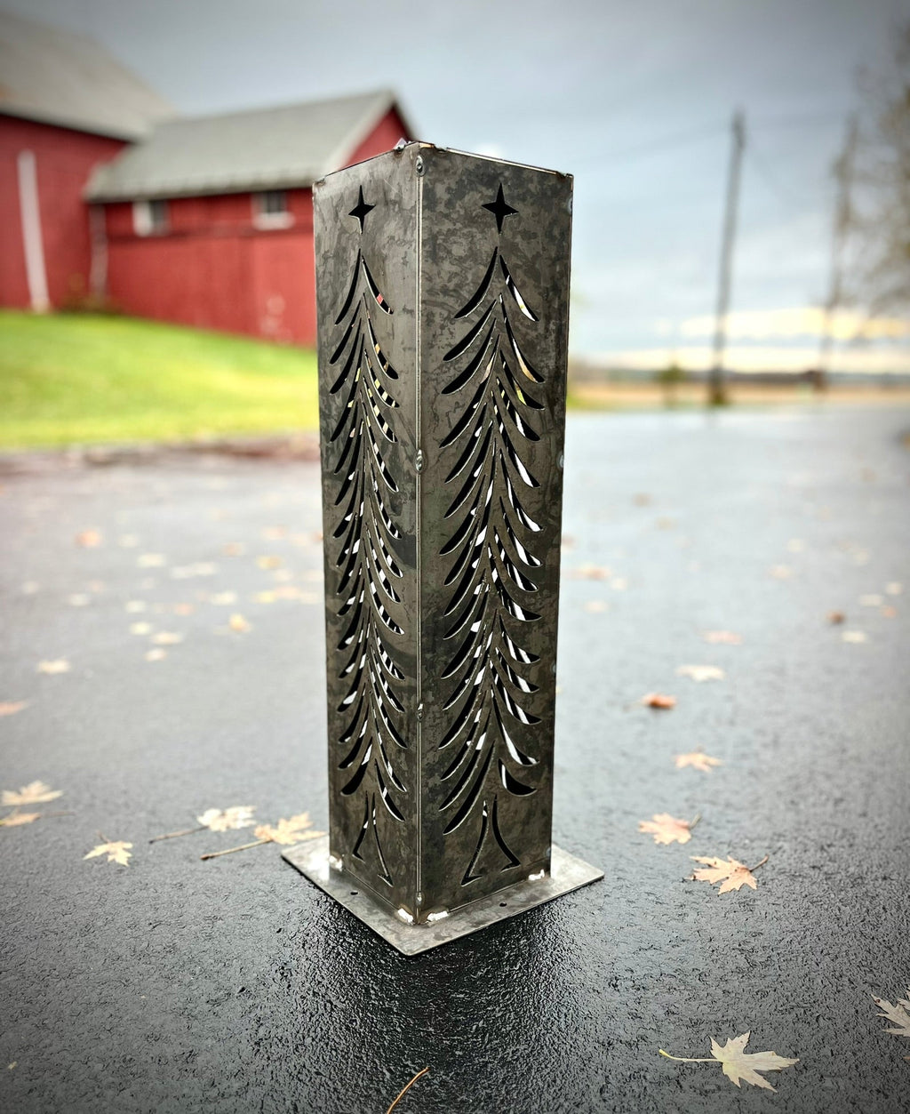 Christmas Tree Solar Luminary Steel