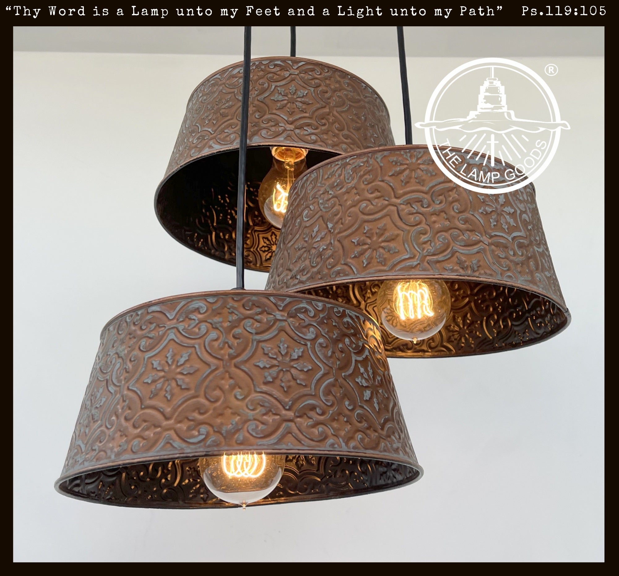 Copper Trio Ornate Chandelier Light