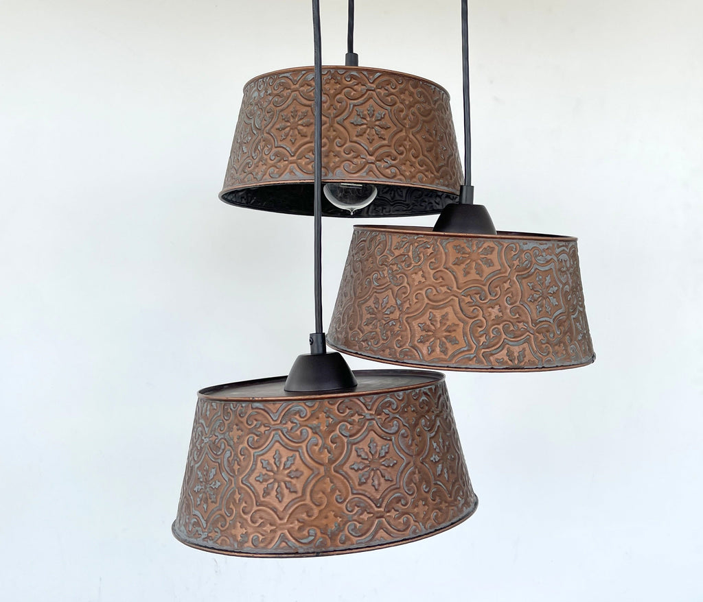 Copper Trio Ornate Chandelier Light