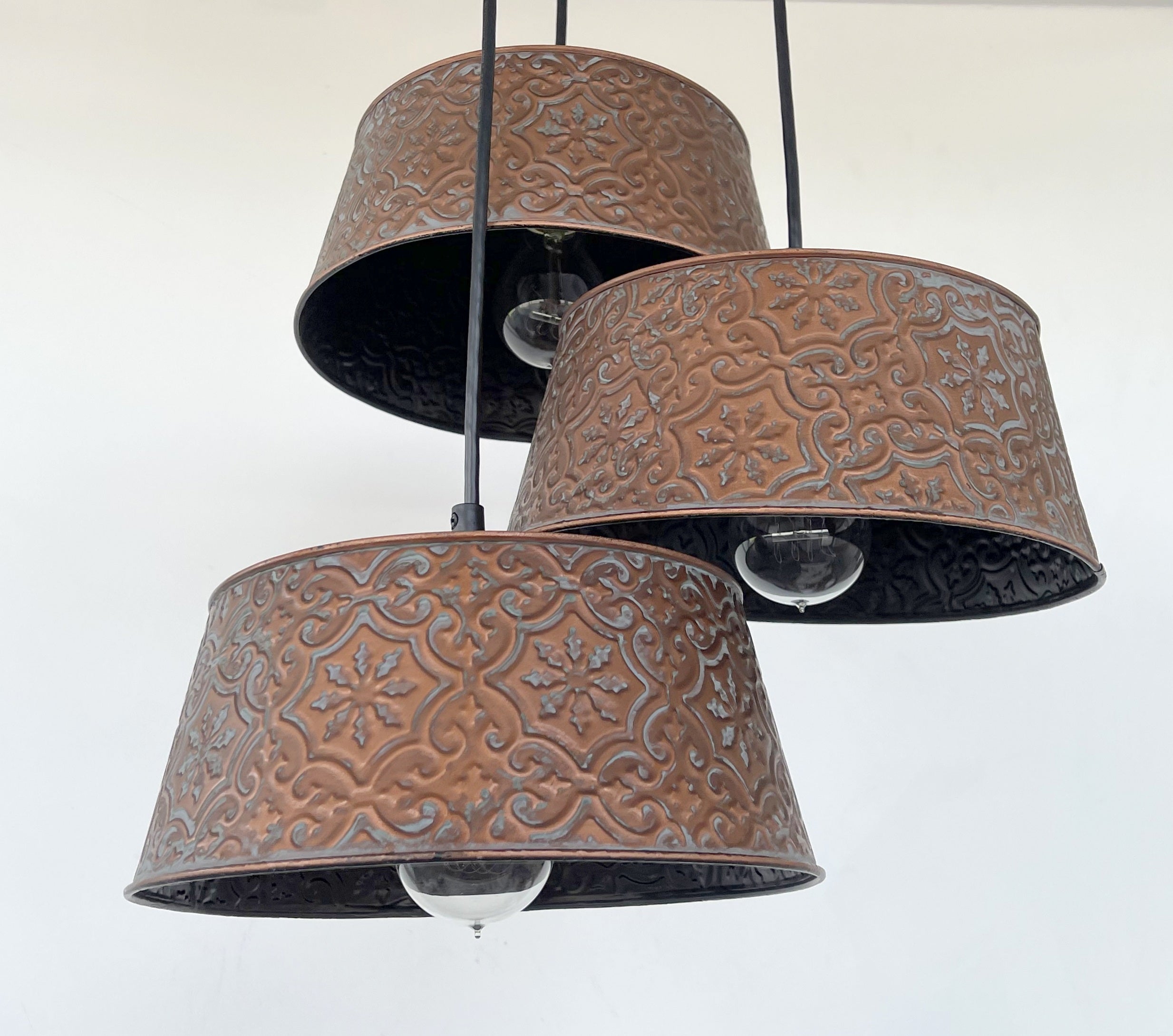 Copper Trio Ornate Chandelier Light