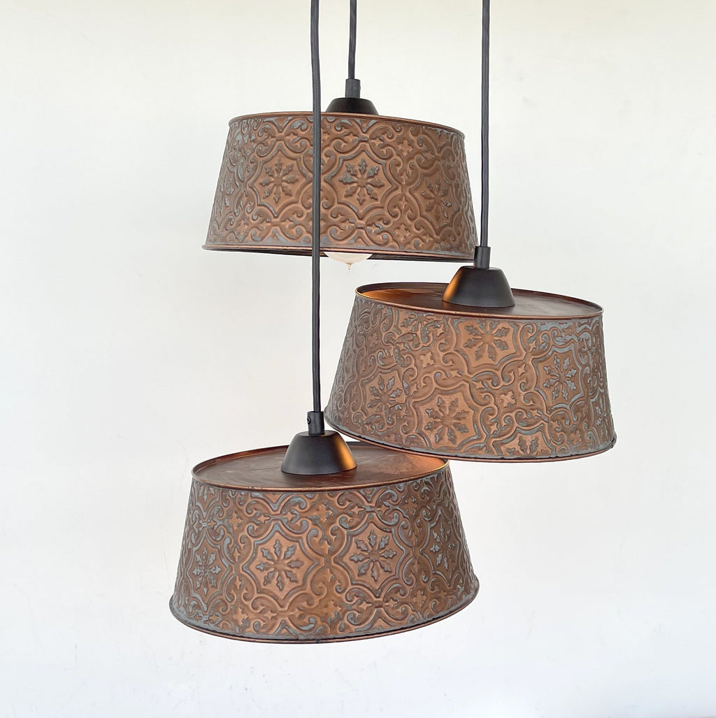 Copper Trio Ornate Chandelier Light