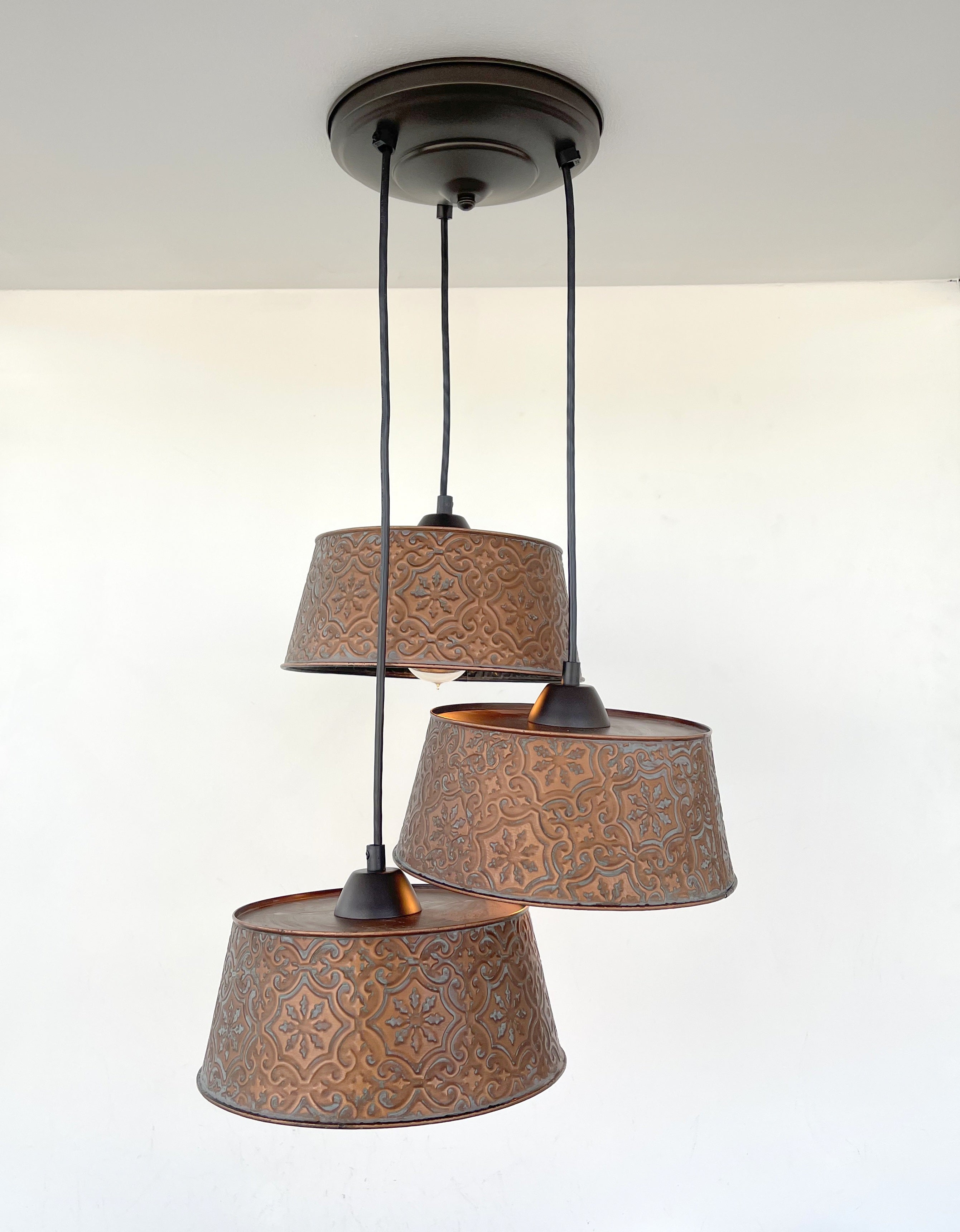 Copper Trio Ornate Chandelier Light
