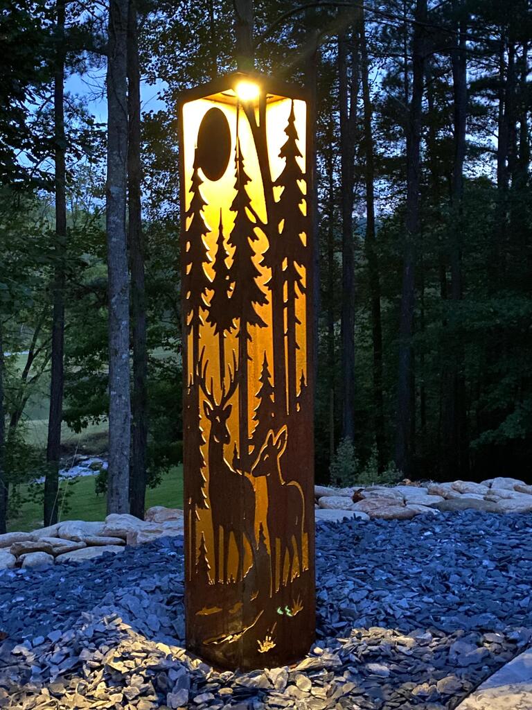 Deer at Dusk Corner Solar Pillar Steel