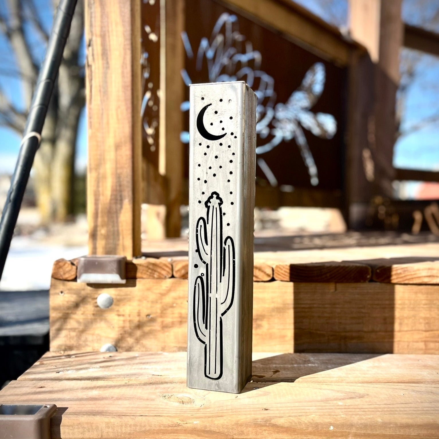 Desert Night Solar Luminary Pillars