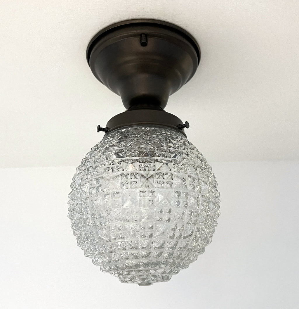 Authentic Antique Diamond Glass Ceiling Light