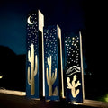 Desert Night Hollow Cactus Solar Luminary Pillars
