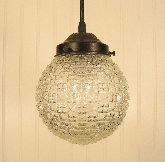 Diamond Square Clear Antique Glass Pendant Light