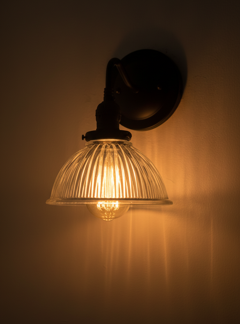 Glass Wall Sconce Light Fixture Factory Holophane Shade