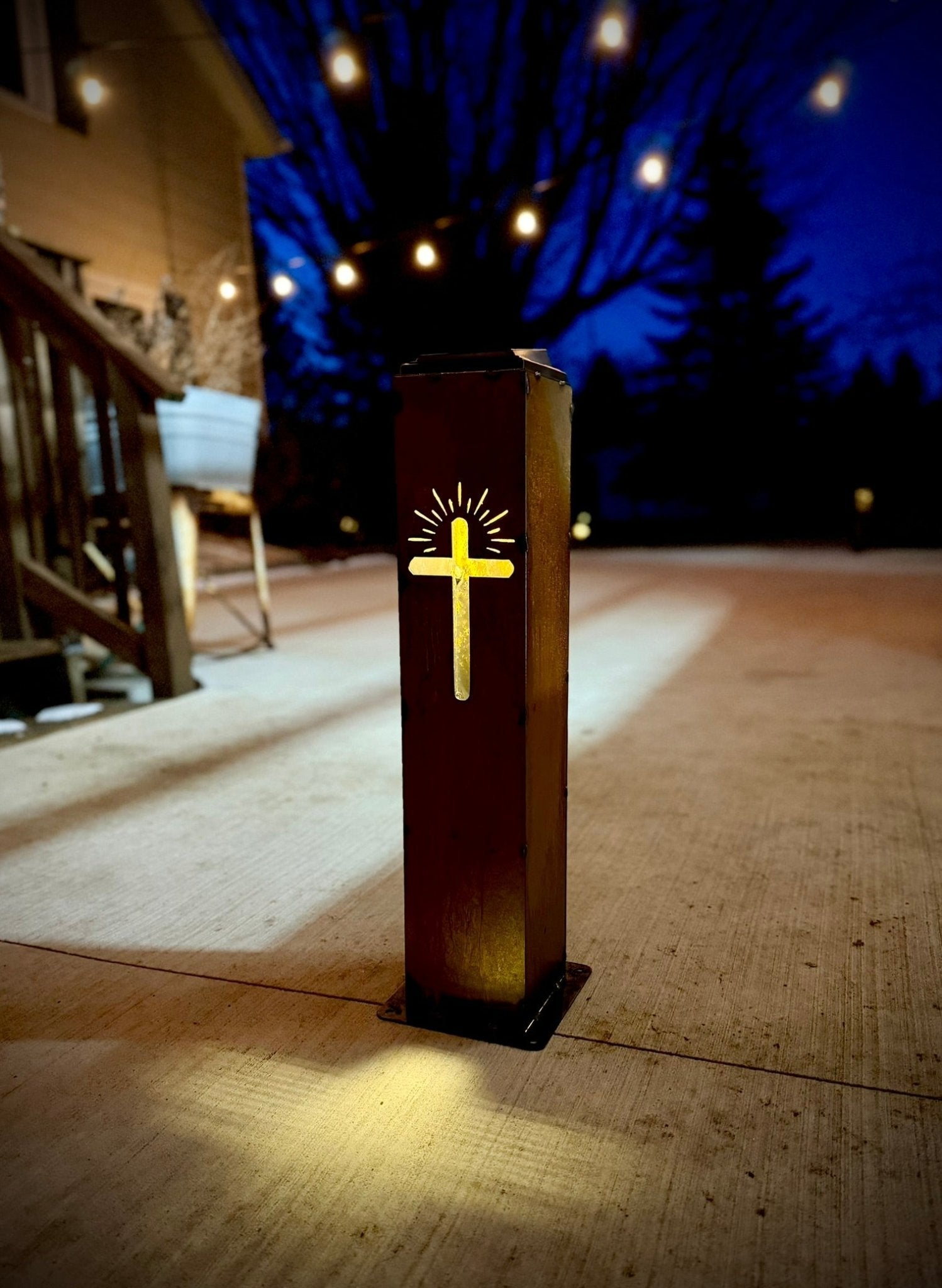 Eternal Light Solar Steel Cross Pillar