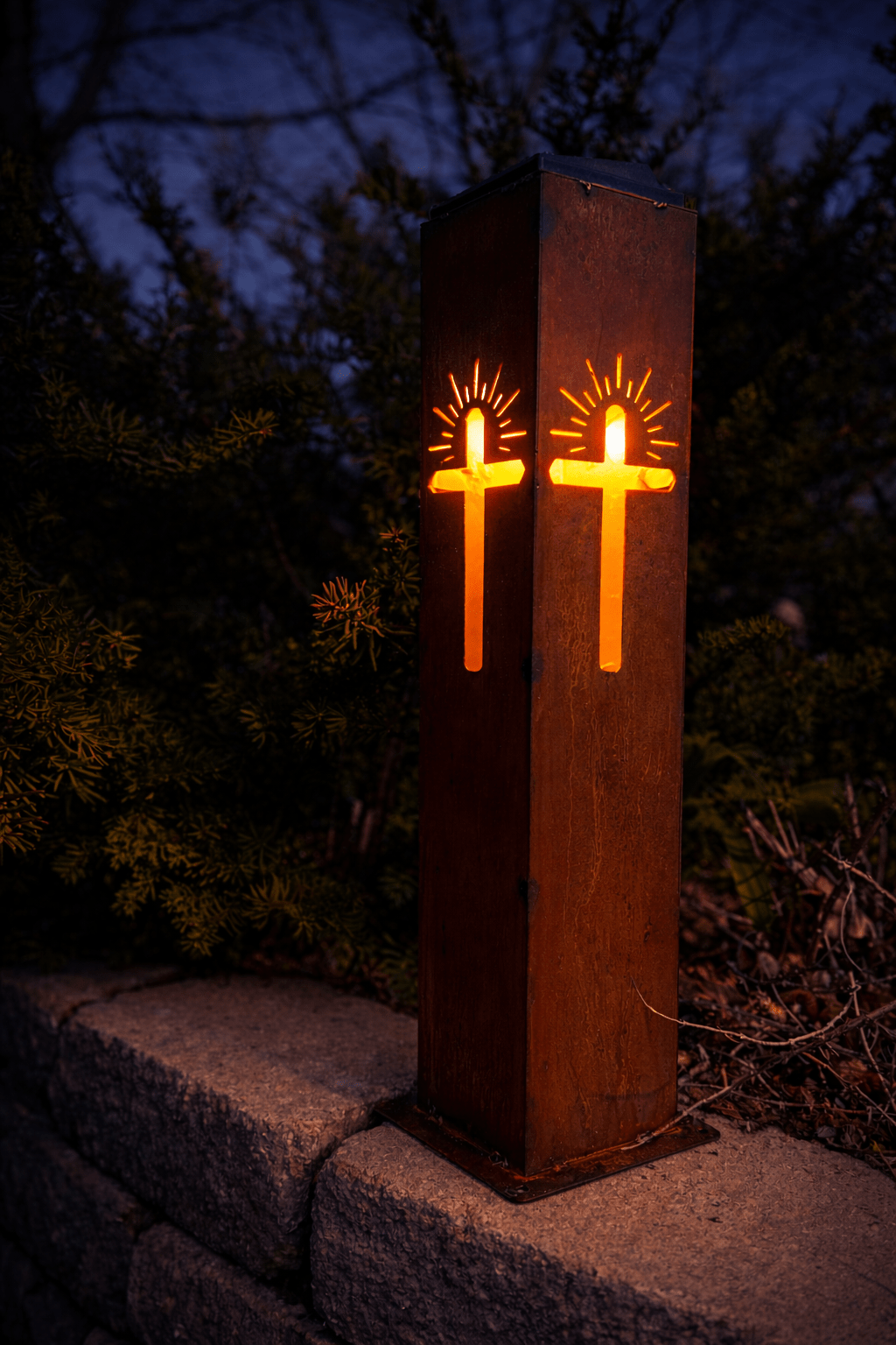 Eternal Light Solar Steel Cross Pillar