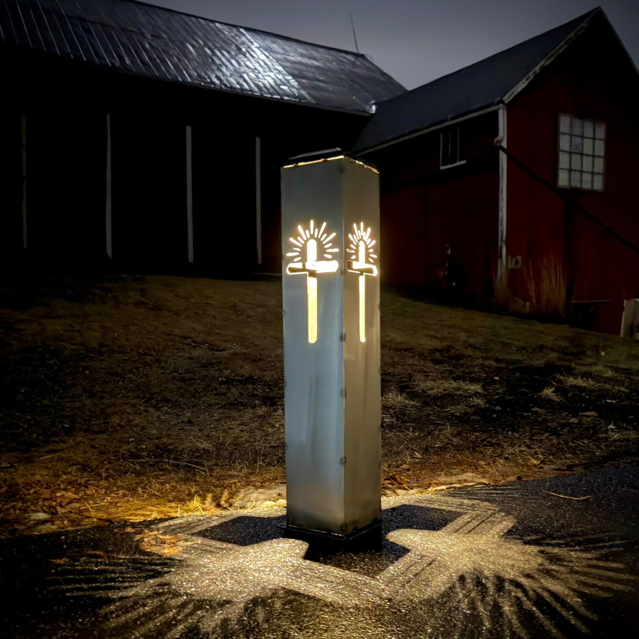 Eternal Light Solar Steel Cross Pillar