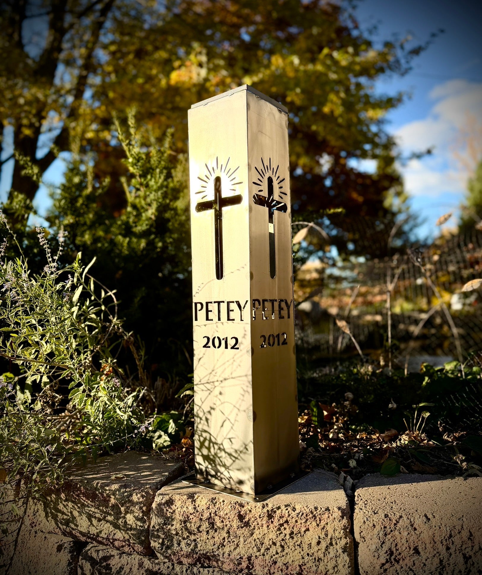 Eternal Light Solar Steel Cross Pillar