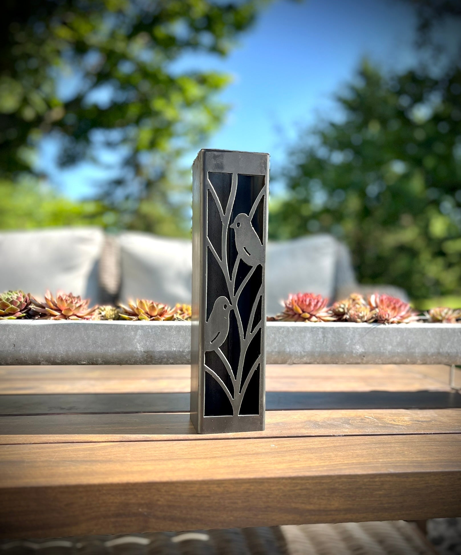 Evening Aviary Solar Luminary Pillars