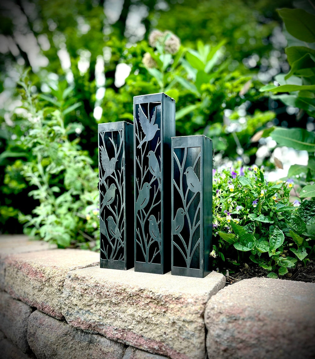 Evening Aviary Solar Luminary Pillars