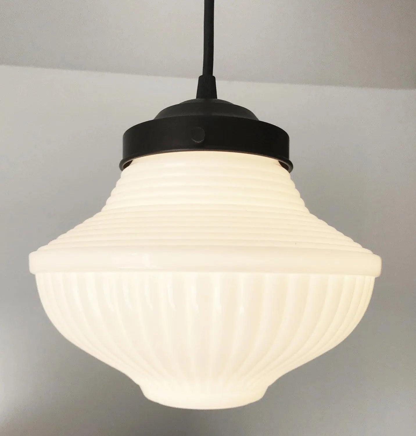 Vintage Traditional Milk Glass Pendant Light