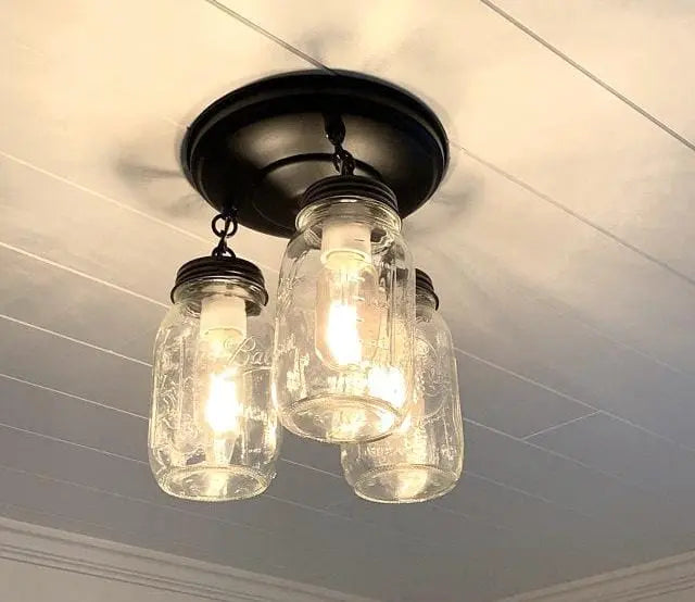Mason Jar Quart Ceiling Trio Light